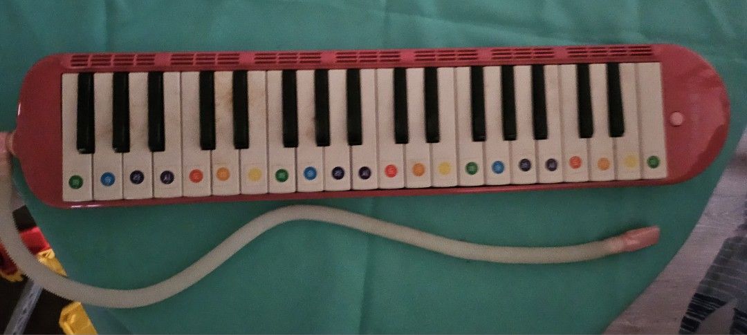 Pink Melodica with Case (Category: Musical Instruments) located in Quezon City. Submitted by lizawoo (Listing ID 1398790016, Image 2). Description: - Pink melodica with matching case and mouthpiece. - Keyboard with colored keys. - Includes a white, flexible tube. - Case has a handle and a front design. - Melodica is in good working condition. from Korea.