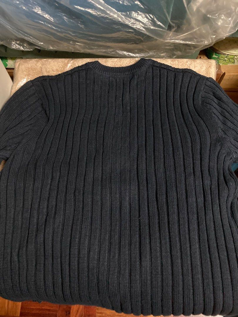 Structure Navy Ribbed Sweater (Category: Coats, Jackets and Outerwear) located in Manila. Submitted by declutter4el (Listing ID 1398782024, Image 3). Description: From USA Was a gift ! Navy officials ribbed sweater from Structure. Features a button-up placket The sleeve has an "S" logo with “920”printed on it. It is folded neatly in its original box..