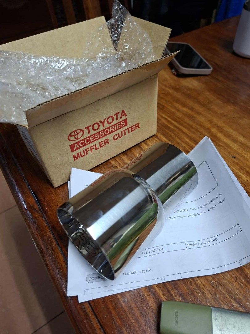Toyota TRD Muffler Cutter Original (Category: Mufflers and Exhaust Parts and Accessories) located in Manila. Submitted by pocholo_ramirez (Listing ID 1398866996, Image 3). Description: Original, Brandnew with Box and Instrutction Manual 3000 Pesos Espana manila/floridablanca Pampanga ok for shipping too.