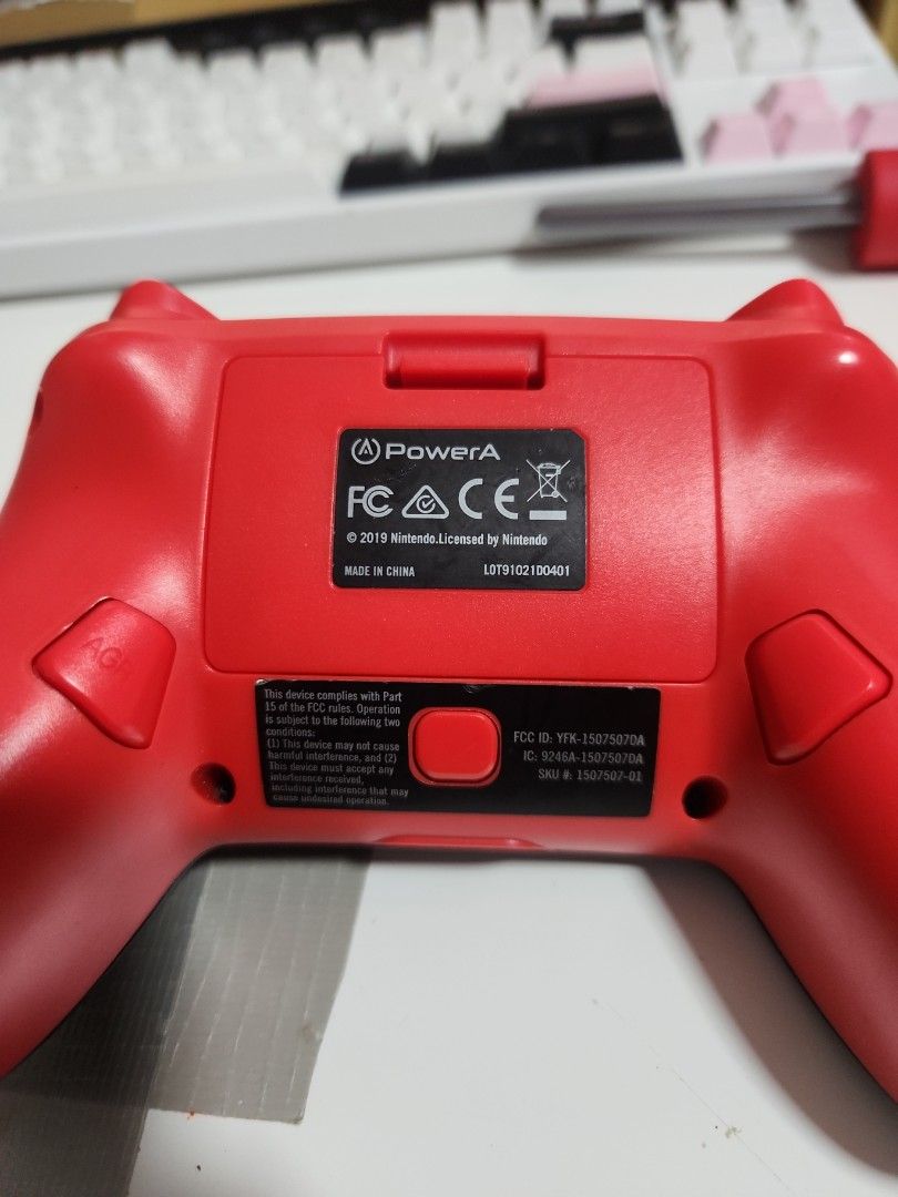 Wireless Nintendo Switch Pro controller (Category: Controllers) located in Singapore. Submitted by morolume (Listing ID 1398782869, Image 2). Description: PowerA Enhanced Wireless Nintendo Switch Pro Controller 🌟FREE paw print joystick cover 🌟 Compatible with all Nintendo Switch/switch lite/switch 2 🌟Tested and fully functional controller only (no box) runs on 2 AA battery feel free to meetup and test out on ur switch or i can bring mine for y