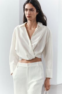 ZARA 交叉設計上衣 crop shirt64191059556483110