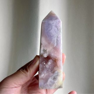 天然粉紫櫻花晶洞柱子擺件106*31*23mm64198645749379110