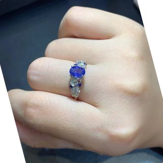 鵝蛋型藍寶石18 k金鑽石戒指訂造｜培育寶石介指｜實驗室培育寶石托  濠師傅珠寶設計改造｜尖沙咀店｜WTS 62769039 本土工藝｜自設工廠64201644038402110
