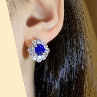 鵝蛋型藍寶石18 k金鑽石耳環訂造｜培育寶石耳環｜實驗室培育寶石托  濠師傅珠寶設計改造｜尖沙咀店｜WTS 62769039 本土工藝｜自設工廠64201860843139110