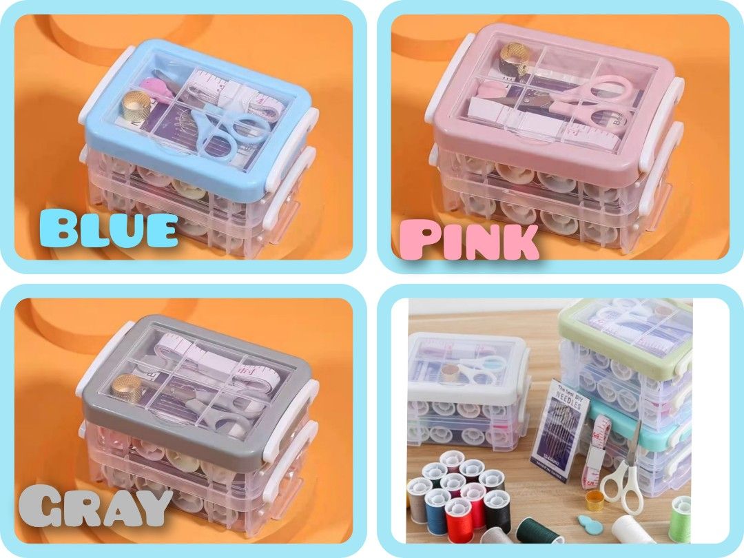 30Pcs Home/Travel Sewing Kit Box (Category: Craft Supplies & Tools) located in Manila. Submitted by bhentekwatro (Listing ID 1398891043, Image 1). Description: Onhand Brand-new GoodQuality Pink/Gray/Blue COD/GcashPayment #09562557463 Charm.
