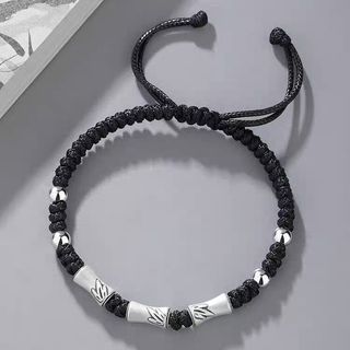 999足銀竹節手繩黑色 純銀
999 Pure Silver Bamboo Bracelet Black Colour String Rope 
手鍊總長度:25cm (17+8cm可調)
足銀竹節尺寸:約 10.5mmX5.5mm
銀珠:約5mm64194999307393110
