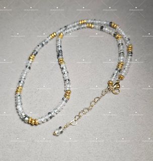 全新 天然水晶 黑雲母 4mm 頸鏈 Natural Crystal Black Mica Necklace64205548772353110