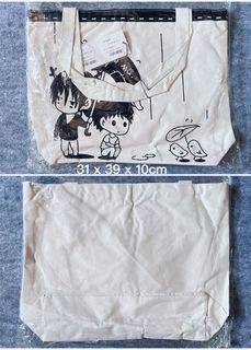 全新 手繪風 白色環保袋 便攜 旅行 輕便 可上膊 文青 手挽袋 單肩包 Tote Bag Bring Your Own Bag White Shoulder Handbag64196077481091110