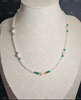 全新 天然水晶 白水晶 天然淡水珍珠 頸鏈 Natural Crystal Clear Quartz Natural Freshwater Pearl Necklace64206382123011110