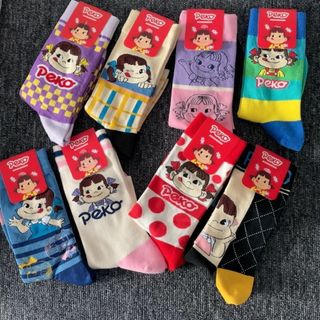 不二家 牛奶妹 中筒襪 長襪 Socks 公仔 卡通 實用 日用品 生日禮物 送禮64196493913473110