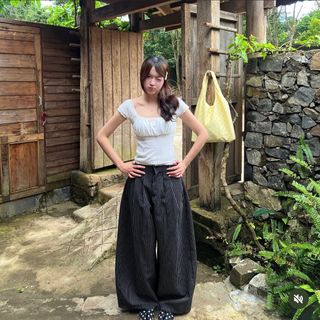 [男裝 大碼] 越南品牌 黑色⚫️直間西裝闊褲 |Stripe Pants 間條條紋西褲64205971416835110