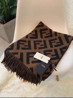 🌟Official Website Authorized Merchant🌟FENDI Large F Jacquard Scarf, Camel with Black Classic FF Pattern64196493837571110