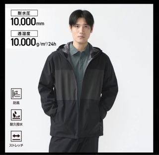 防水靚料 Tigora Waterproof Parka jacket 外套黑色64200381503105110