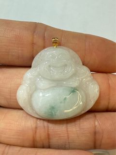 天然緬甸翡翠A玉 飄花 小佛公64198645675907110