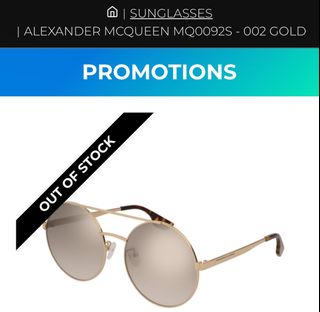 Alexander McQueen MQ0092S 金色太陽眼鏡 (冇眼鏡盒)64203548491011110