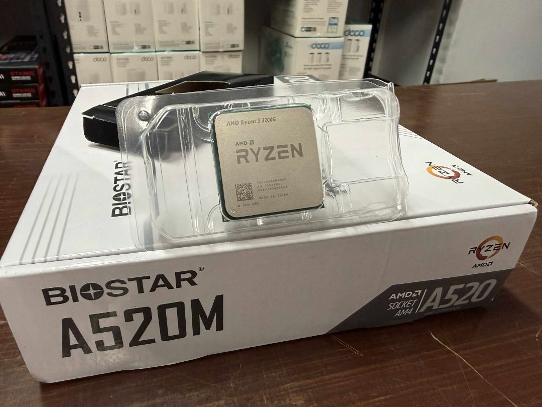 AMD Ryzen 3 3200G + Biostar A520M Bundle (Category: Computer Parts) located in Pasig City. Submitted by technofuseofficial (Listing ID 1398898545, Image 3). Description: AMD Ryzen 3 3200G + Biostar A520M Bundle Brand New and Original Items Store Location: 4F Unit 402, 604 Shaw Boulevard, Barangay Kapitolyo, Pasig City Same Day Delivery: - Lalamove delivery within Metro Manila - For walk-ins: Always PM first for item availability - We are also ope