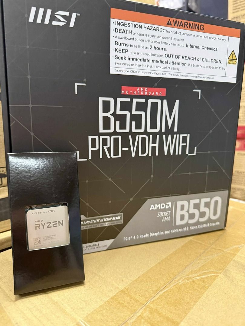 AMD Ryzen 7 5700G + MSI B550M Pro VDH Wifi Bundle (Category: Computer Parts) located in Pasig City. Submitted by technofuseofficial (Listing ID 1398948728, Image 3). Description: AMD Ryzen 7 5700G + MSI B550M Pro VDH Wifi Bundle Brand New and Original Items Store Location: 4F Unit 402, 604 Shaw Boulevard, Barangay Kapitolyo, Pasig City Same Day Delivery: - Lalamove delivery within Metro Manila - For walk-ins: Always PM first for item availability
