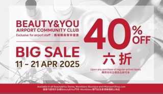 Beauty&You 機場員工獨家優惠 40% OFF64201646077825110