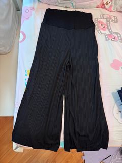 Black Pleated Wide Leg Pants 孕婦長褲64200383494018110