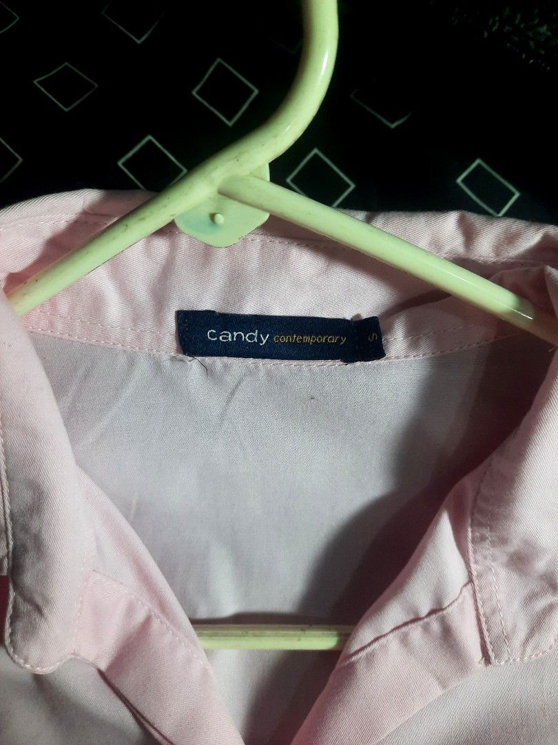 Candy chic Corporate attire Light Pink Polo Office button up (Category: Blouses) located in Manila. Submitted by elley_ph (Listing ID 1398961893, Image 3). Description: ~lightly used, but VERY PRETTY IRL when worn ~no pictures, used a few times sa office ~size XS, very good quality, makapal tela ~Brand: CANDY.