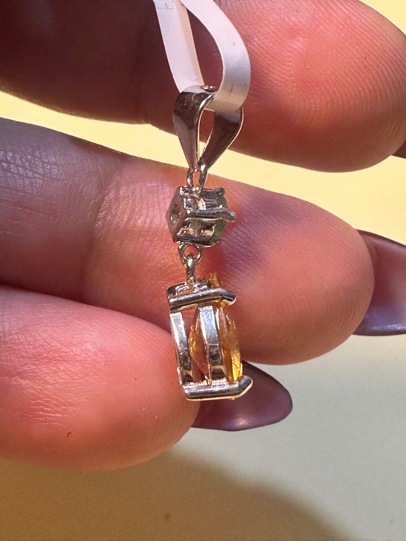 Citrine w/ Tourmaline Pendant (Category: Necklaces) located in Davao. Submitted by rayneebel (Listing ID 1398883804, Image 3). Description: Citrine w/ Tourmaline Pendant -imported setting -made of real sterling silver -dimension: approx 1.0" -weight: 1.0 g -brandnew w/ tag.