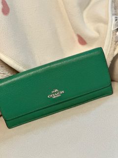 Coach 綠色皮革錢包64198645044227110