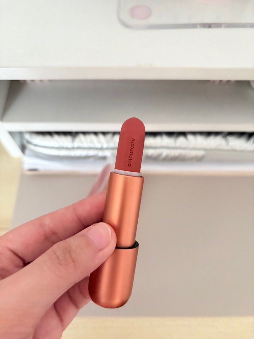 Colourette Lipstick in Rest Day (Category: Makeup) located in Cavite. Submitted by bixcuittt (Listing ID 1398948001, Image 2). Description: - Colourette Rest Day lipstick - Matte finish - Beautiful rose gold metallic tube - Unused condition - Includes original box.