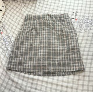 (Free) 韓版夏日灰色格仔A仔裙64202484932227110
