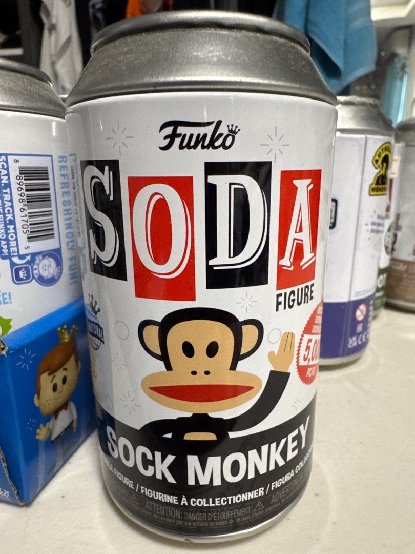Funko Soda Sock Monkey Figure (Category: Designer & Blind Box Toys) located in Cainta. Submitted by arahdes (Listing ID 1398903963, Image 1). Description: Sock monkey regular Not sealed.