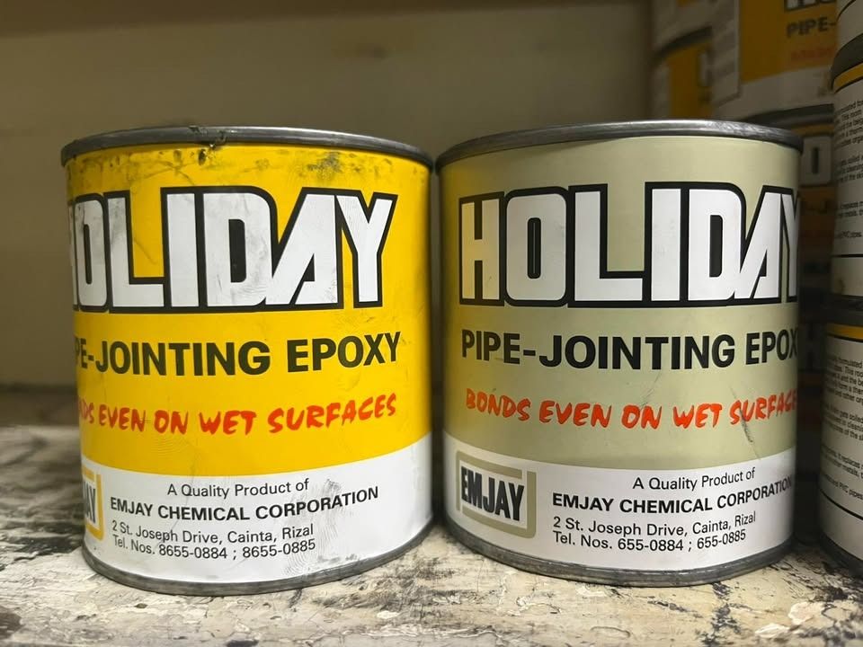 Holiday Pipe Jointing Epoxy - Sizes Available (Category: Construction & Building Materials) located in Quezon City. Submitted by neilxeverest (Listing ID 1398982484, Image 2). Description: Holiday Pipe Jointing Epoxy available for sale~! - 🏙️Holiday Pipe Jointing Epoxy (Set A and B) • 1/8 Liter = ₱220 • 1/4 Liter= ₱280 • 1 Liter = ₱1,030 • 1 Gallon = ₱3,200 - • Price Negotiable / Willing to price match (if kaya) • For store pick-up, our store is
