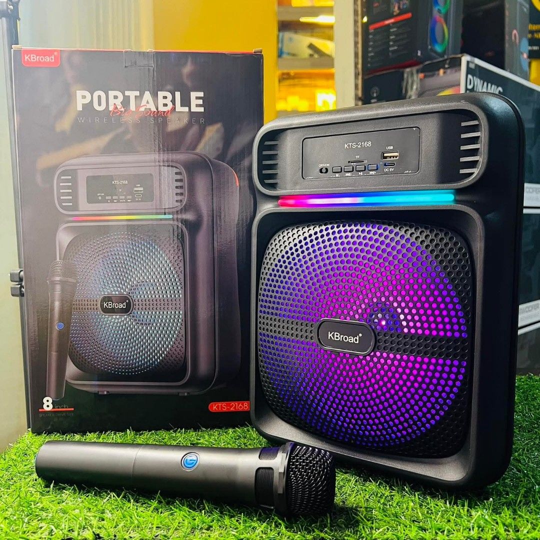 KBroad KTS-2168 Portable Wireless Speaker (Category: Soundbars, Speakers & Amplifiers) located in Cebu City. Submitted by gracemarvin06 (Listing ID 1398906950, Image 1). Description: - KTS-2168 Portable Wireless Speaker - Built-in Microphone - Colorful LED Light Display - Digital Screen - USB Port - Black Color - Comes with Original Box - Portable and Easy to Use.