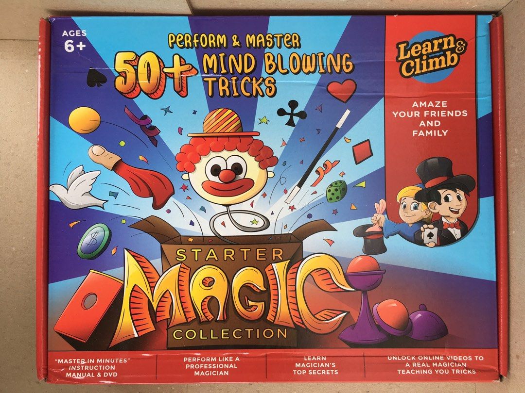 Learn & Climb Starter Magic Collection (Category: Educational & Learning Toys) located in Binan City. Submitted by theluckyshoppe (Listing ID 1398964607, Image 1). Description: Learn & Climb Starter Magic Collection - Over 50 amazing magic tricks! - Comes with props: playing cards, cups, wand, and more! - Perfect for ages 6 and up - Great for entertaining friends and family.