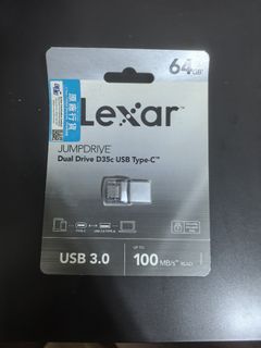 Lexar JumpDrive Dual Drive D35c USB 3.0 Mini Type-C 64GB Flash Drive LJDD35C064G Hong Kong Version64204301390979110