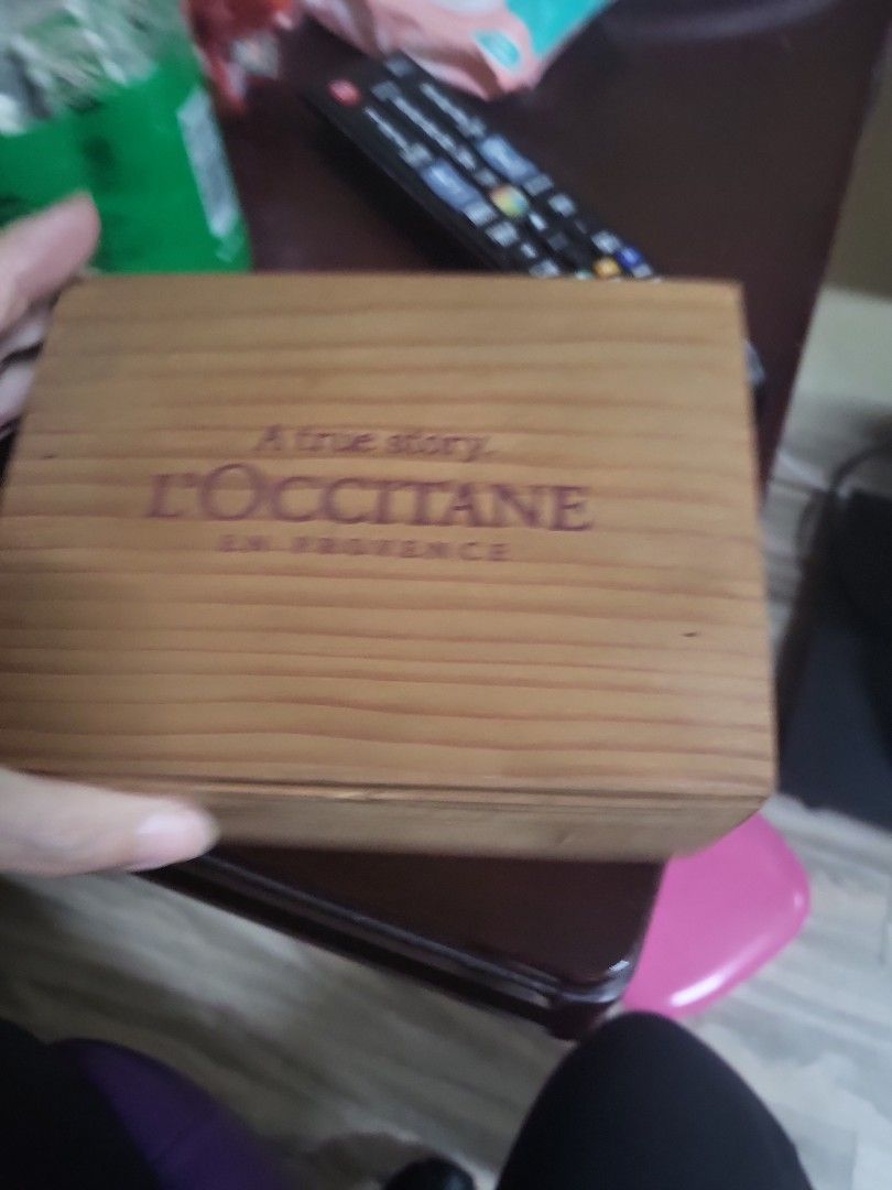 L'Occitane Wooden Box (Category: Storage Boxes & Baskets) located in Caloocan City. Submitted by lynette1977 (Listing ID 1399037824, Image 1). Description: - Authentic L'Occitane wooden box - Rectangular shape - Beautiful natural wood grain - Interior lined with soft yellow tissue paper - L'Occitane brand name prominently displayed.