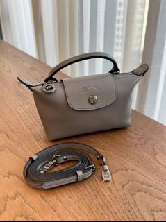 🌟Official Website Authorized Merchant🌟Longchamp Gray Calfskin Bag, Classic Handbag64203547905026110