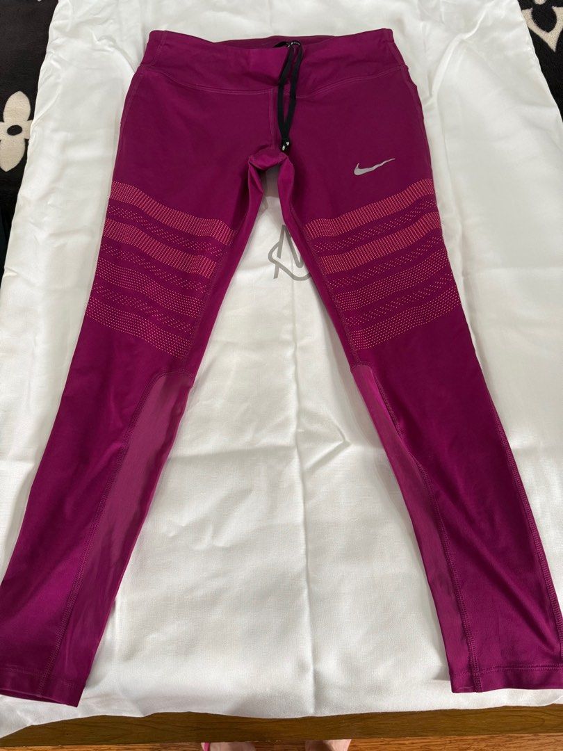 Nike Dri-FIT Leggings - Size L (Category: Activewear) located in Rizal. Submitted by iamrissa (Listing ID 1398892969, Image 1). Description: - Nike Dri-FIT leggings - Size: L - Drawstring waist - Nike logo - Unique design on lower leg - Made in Cambodia - Fabric Composition: - 82% polyester, 18% spandex - Mesh: 74% polyester, 26% spandex.