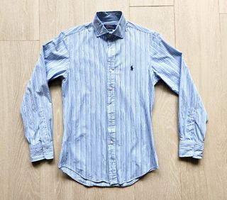 Polo Ralph Lauren 淺藍色間條裇衫, Size XS, 彈性質地【胸闊46cm/衫長75cm】64193779667202110