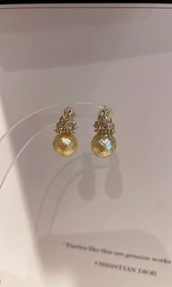 S925銀天然南洋金珠耳環9.1mm 極光鏡面 香檳金色 天然海水珍珠耳釘64196896145537110