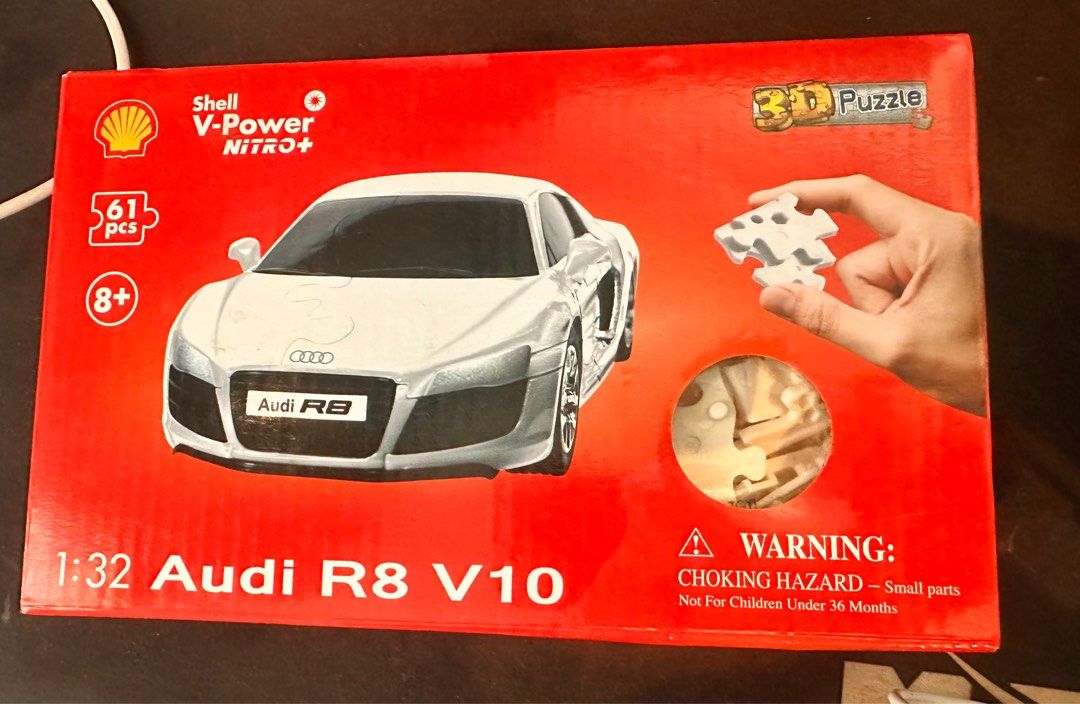 Shell V-Power Nitro+ Audi R8 V10 3D Puzzle (Category: Vehicle & Diecast Models) located in Dasmarinas. Submitted by etcitems (Listing ID 1398941111, Image 3). Description: - Shell V-Power Nitro+ 3D puzzle - Features an Audi R8 V10 - 1:32 scale model - 61 pieces - Suitable for ages 8 and up - Made in China - Warning: Contains small parts - choking hazard 3D puzzle , limited , rare. .