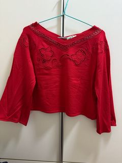 Snidel 紅色蕾絲上衣64204303233921110