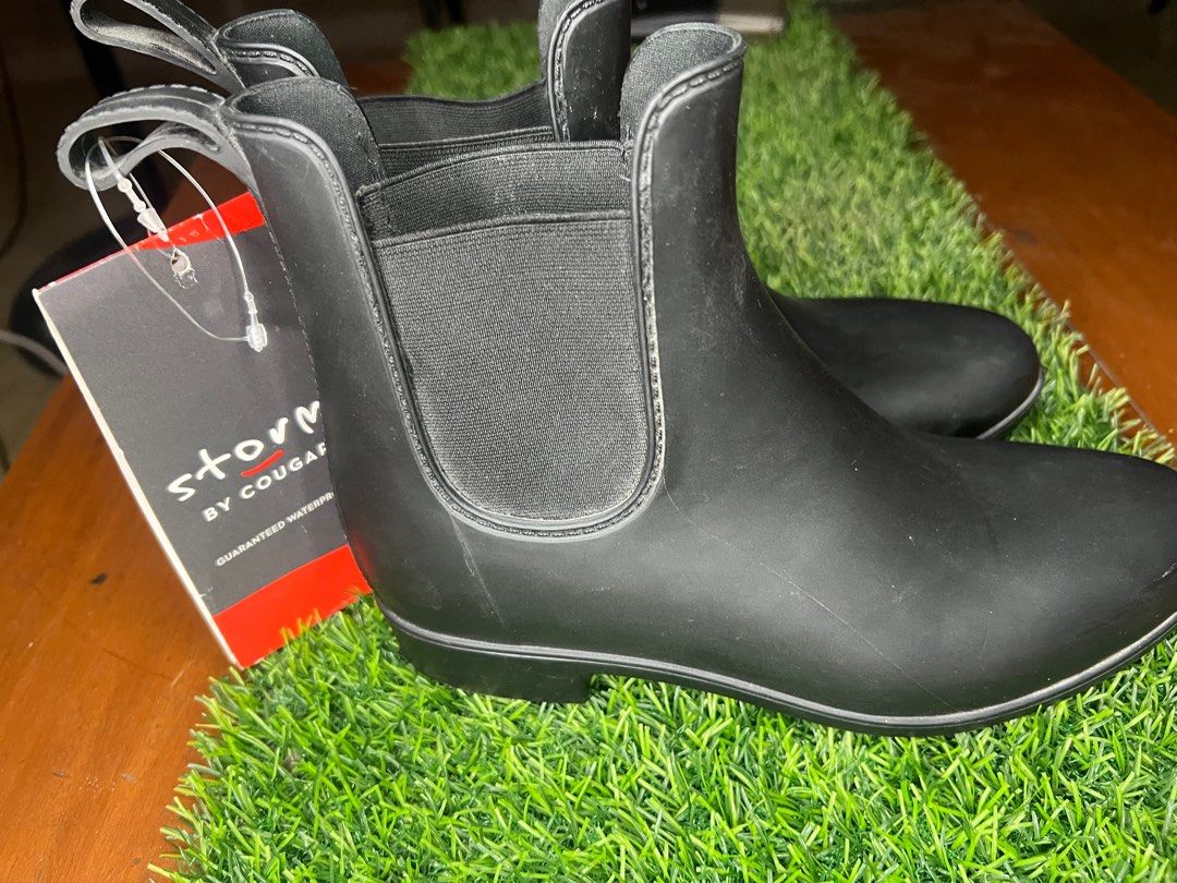 Storm by Cougar Celeste 2-M Rain Boots - Size 7 (Category: Boots) located in Manila. Submitted by phatpen (Listing ID 1398986874, Image 3). Description: - Brand: Storm by Cougar - Style: Black Rain Boots - Size: US 7, EU 37, UK 4.5 - Condition: New with tags - Features: - Waterproof - Pull tab for easy wear - Elastic side panels - Textured soles for grip it’s never been used—just been sitting in storage forever. It’s an older model, but honestly,