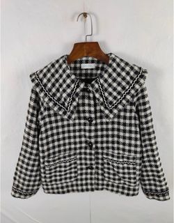Vintage black and white checker cute jacket winter coat 古著可愛黑白格仔冬天大褸 小香風保暖外套 古着64202679674243110