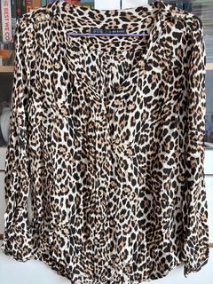 Zara leopard print blouse 豹紋長袖上衣襯衫64203085962497110