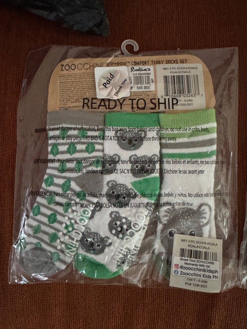Zoochini Comfort Terry Socks Set - Koala or Shark (Category: Babies & Kids Fashion) located in Quezon City. Submitted by saaaandy (Listing ID 1398945697, Image 3). Description: Zoochini Socks 2 designs available: Koala Green or Shark Blue Price: P500 each Payment: BPI or Gcash deposit only Delivery: shipping c/o buyer For inquiry: 09088805796.