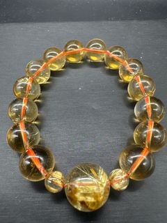 12mm全透暴力黃水晶配14mm金鈦晶手串(滿$500包順豐智能櫃)64215708911106110