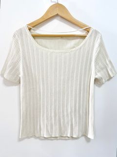 2ways白色針織短袖上衣_GU64211131726979110