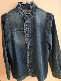 復古木耳邊牛仔上衣64212192247042110