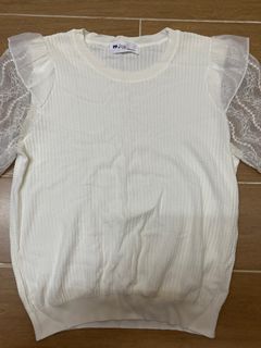 白色蕾絲袖上衣64215707122050110