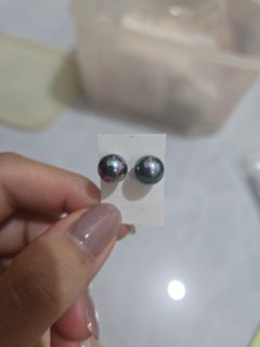 黑珍珠(大粒 光面)耳釘(耳針、耳托 14K)64211994005378110