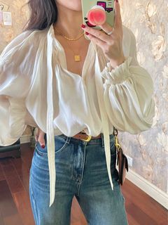 米白色泡泡袖襯衫 冇著過64212192095490110